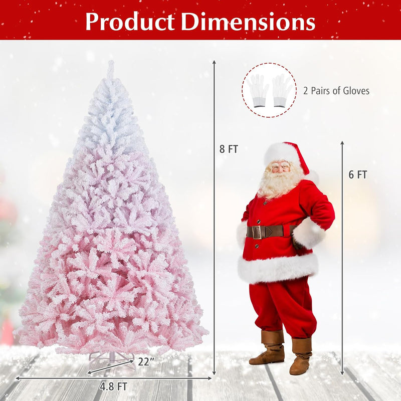 Load image into Gallery viewer, Goplus Pink Gradient & White Snow Flocked Christmas Tree | Home Office Decoration