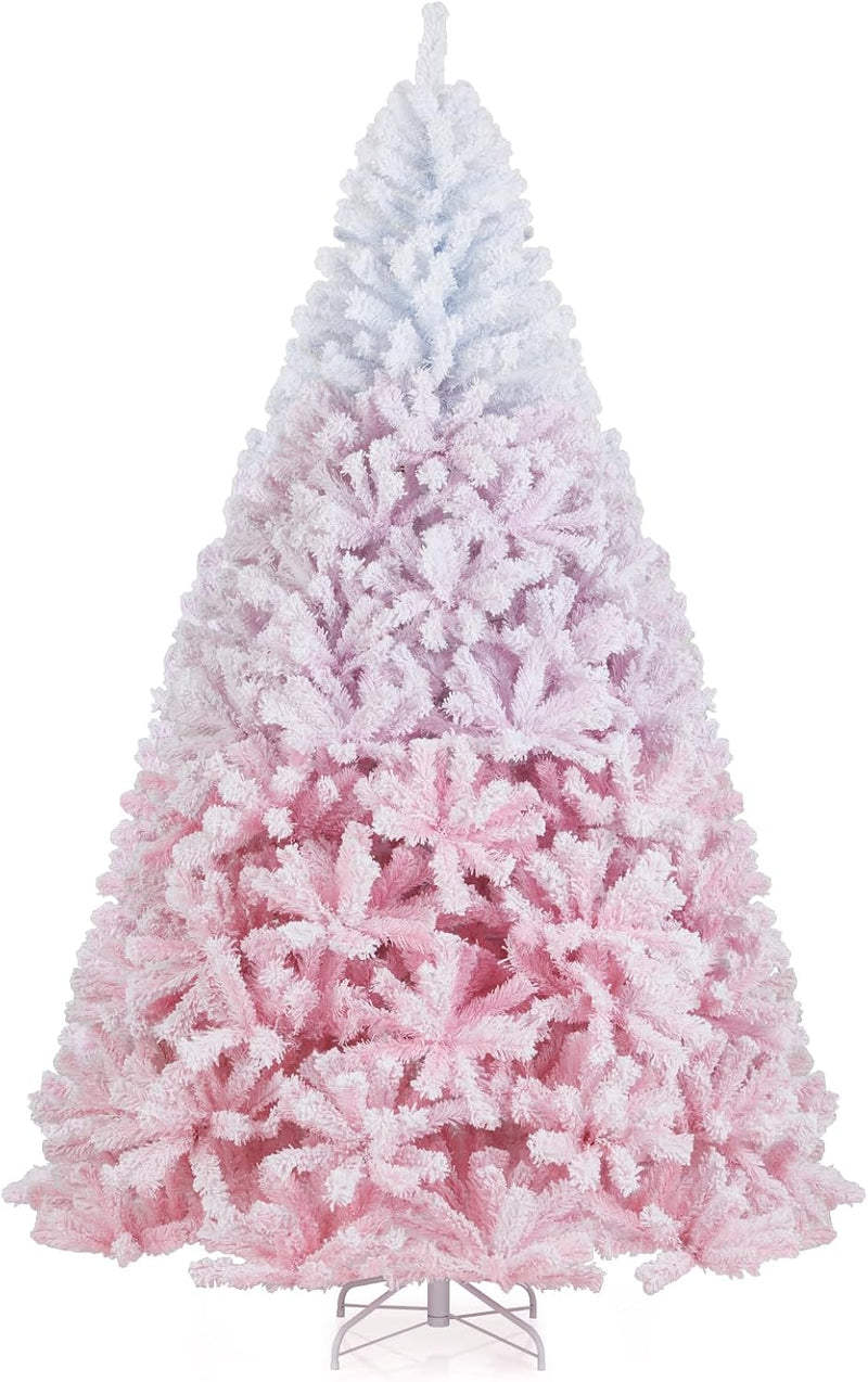 Load image into Gallery viewer, Goplus Pink Gradient & White Snow Flocked Christmas Tree | Home Office Decoration