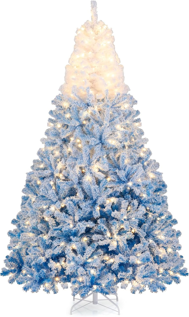 Load image into Gallery viewer, Goplus Pre-Lit Snow Flocked Christmas Tree | Artificial Hinged Xmas Full Tree