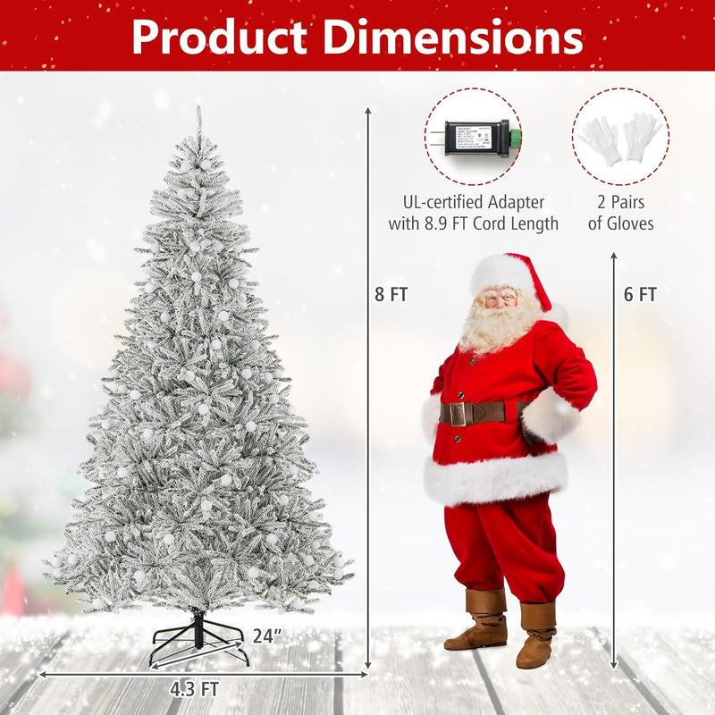 Load image into Gallery viewer, Goplus Pre-Lit Snow Flocked Christmas Tree with Warm White LED Lights & Globe Lights