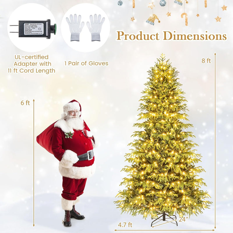Load image into Gallery viewer, Goplus Pre-Lit Artificial Christmas Tree with PVC & Soft TPE Branch Tips & Foldable Metal Stand