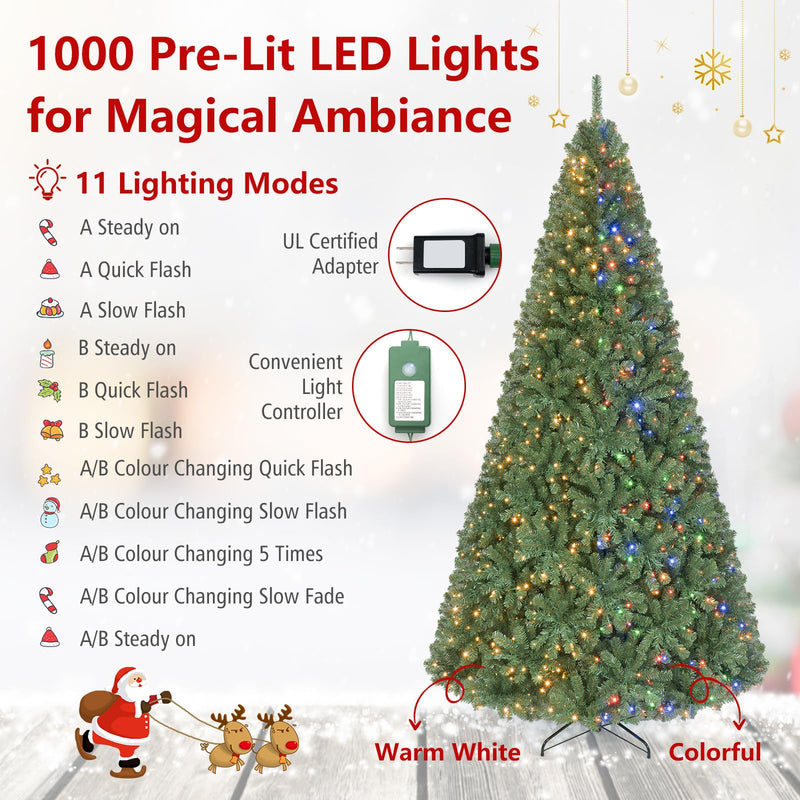 Load image into Gallery viewer, Goplus 9FT Artificial Christmas Tree | Full Xmas Tree w/2944 Branch Tips and 2 Lighting Colors