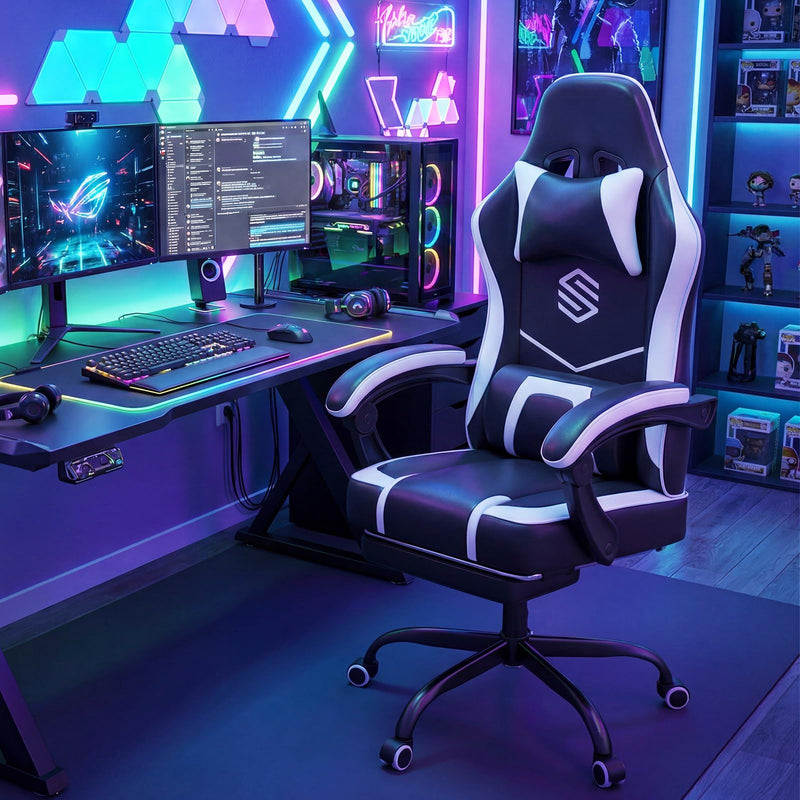 Load image into Gallery viewer, Goplus Ergonomic Computer Chair with Footrest Lumbar Support Linkage Armrests