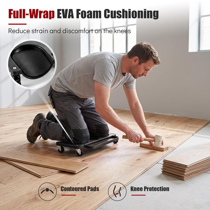Load image into Gallery viewer, Goplus Rolling Knee Creeper with 360° Swivel Casters | Lightweight Kneeling Pads w/Foam Cushions & Built-in Tool Trays