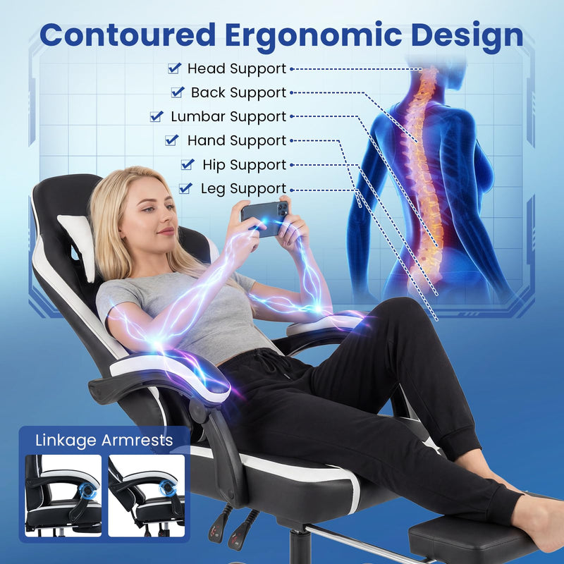 Load image into Gallery viewer, Goplus Ergonomic Computer Chair with Footrest Lumbar Support Linkage Armrests