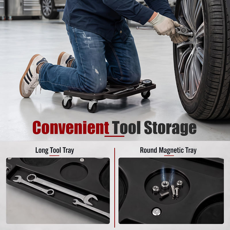 Load image into Gallery viewer, Goplus Rolling Knee Creeper with 360° Swivel Casters | Lightweight Kneeling Pads w/Foam Cushions & Built-in Tool Trays
