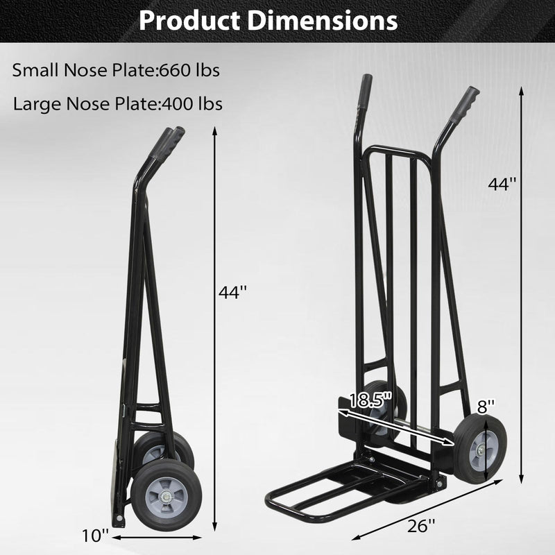 Load image into Gallery viewer, Goplus Hand Truck Dolly Heavy Duty Metal Moving Dolly Cart with Dual Foldable Nose Plates