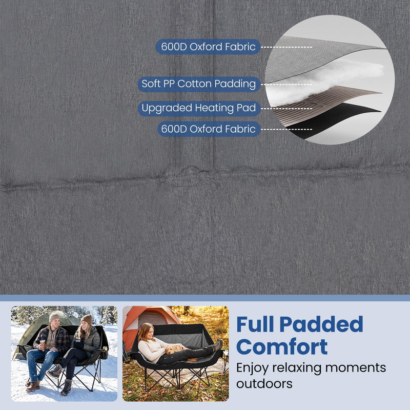 Load image into Gallery viewer, Goplus Heated Double Camping Chair w/4 Heating Zones & 3 Heat Levels
