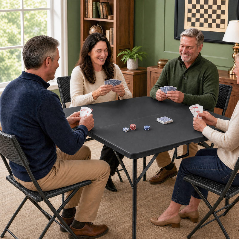 Load image into Gallery viewer, Goplus 34” Folding Table | Square Foldable Card Table for Indoor Outdoor Use
