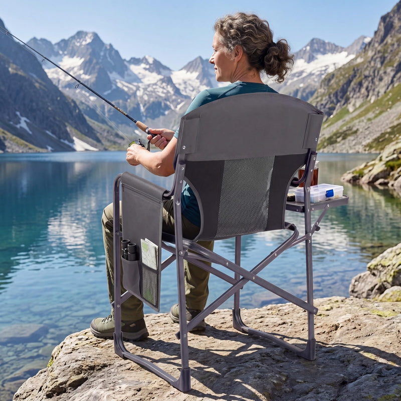 Load image into Gallery viewer, Goplus Folding Camping Chair| Lightweight Directors Lawn Chair w/Side Table