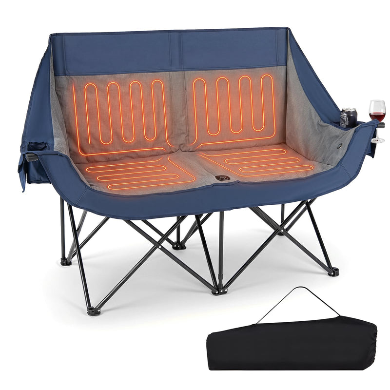 Load image into Gallery viewer, Goplus Heated Double Camping Chair w/4 Heating Zones & 3 Heat Levels