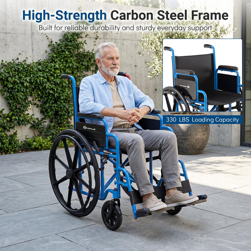 Load image into Gallery viewer, Goplus Lightweight Folding Wheelchair for Adults w/Swing-Away Footrest & Desk Arm