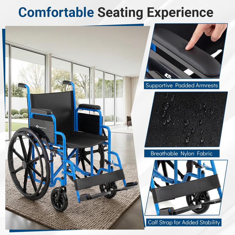 Load image into Gallery viewer, Goplus Lightweight Folding Wheelchair for Adults w/Swing-Away Footrest & Desk Arm