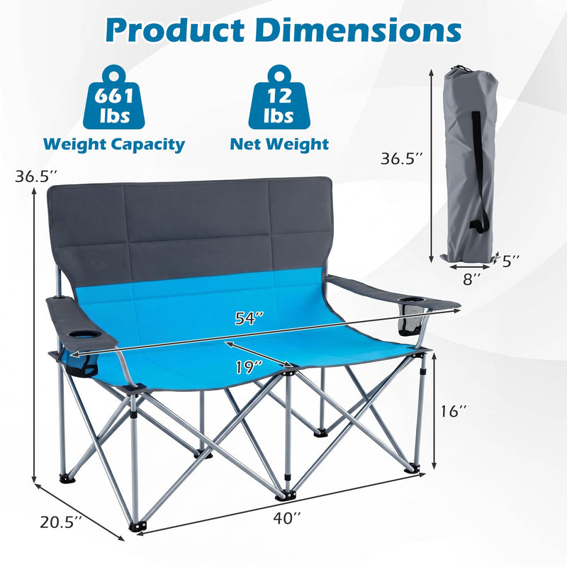 Load image into Gallery viewer, Goplus Double Camping Chair Folding Camping Couch