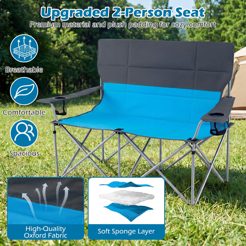 Load image into Gallery viewer, Goplus Double Camping Chair Folding Camping Couch