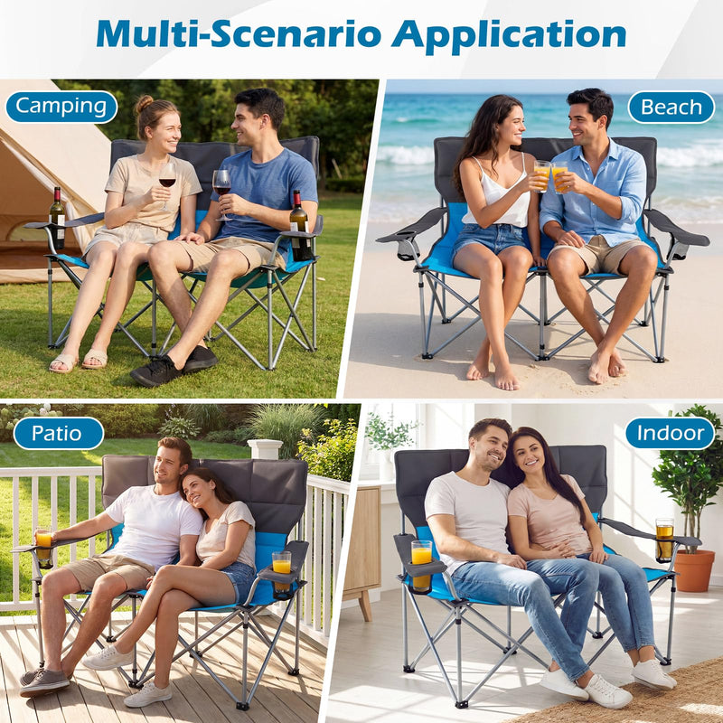 Load image into Gallery viewer, Goplus Double Camping Chair Folding Camping Couch