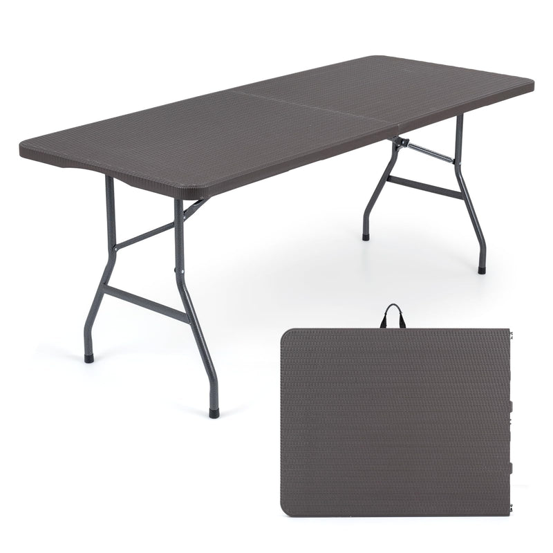 Load image into Gallery viewer, Goplus 6 FT Plastic Folding Table | Fold-in-Half Camping Table with Carry Handle