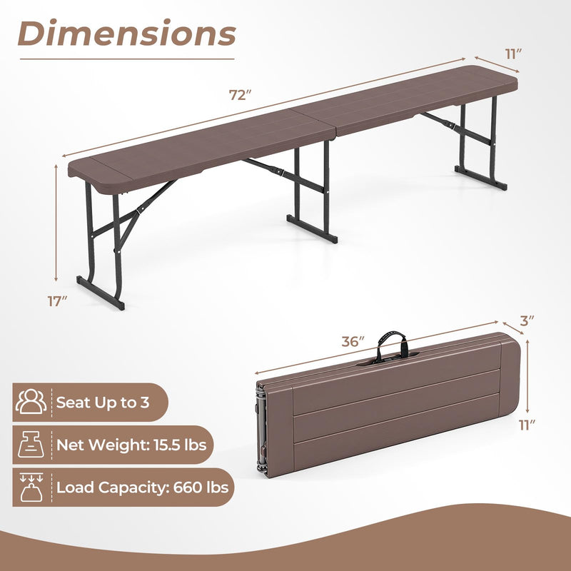 Load image into Gallery viewer, Goplus 6FT Folding Bench Plastic Portable Bench w/Carrying Handle