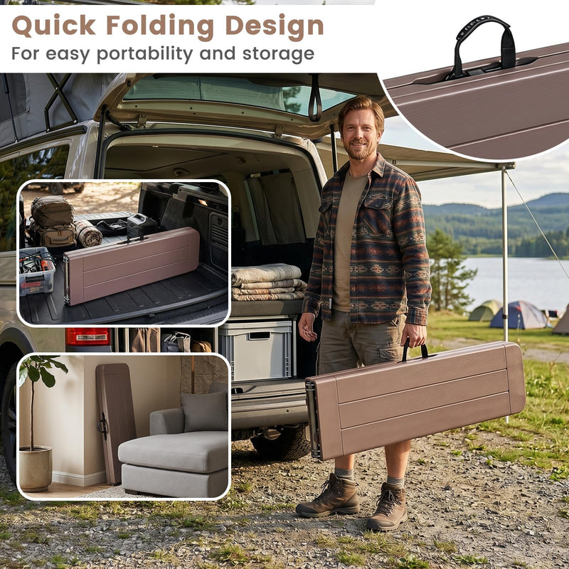 Load image into Gallery viewer, Goplus 6FT Folding Bench Plastic Portable Bench w/Carrying Handle