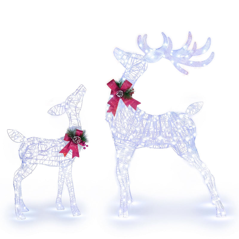 Load image into Gallery viewer, Goplus Lighted Christmas Reindeer Decoration | 4.4 FT & 3 FT Pre-Lit Indoor Outdoor Xmas Deer Set