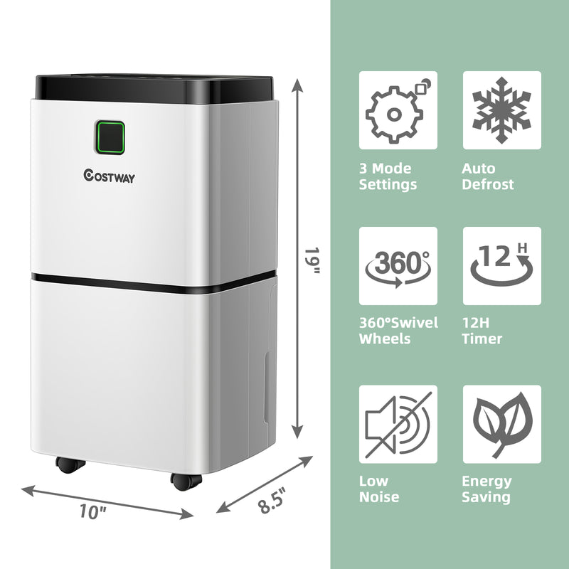 Load image into Gallery viewer, 1500 Sq. Ft Portable 30 Pints Dehumidifier with 3 Color LED Light, 3 Modes, 0.5 Gallon Water Tank & 4 Wheels