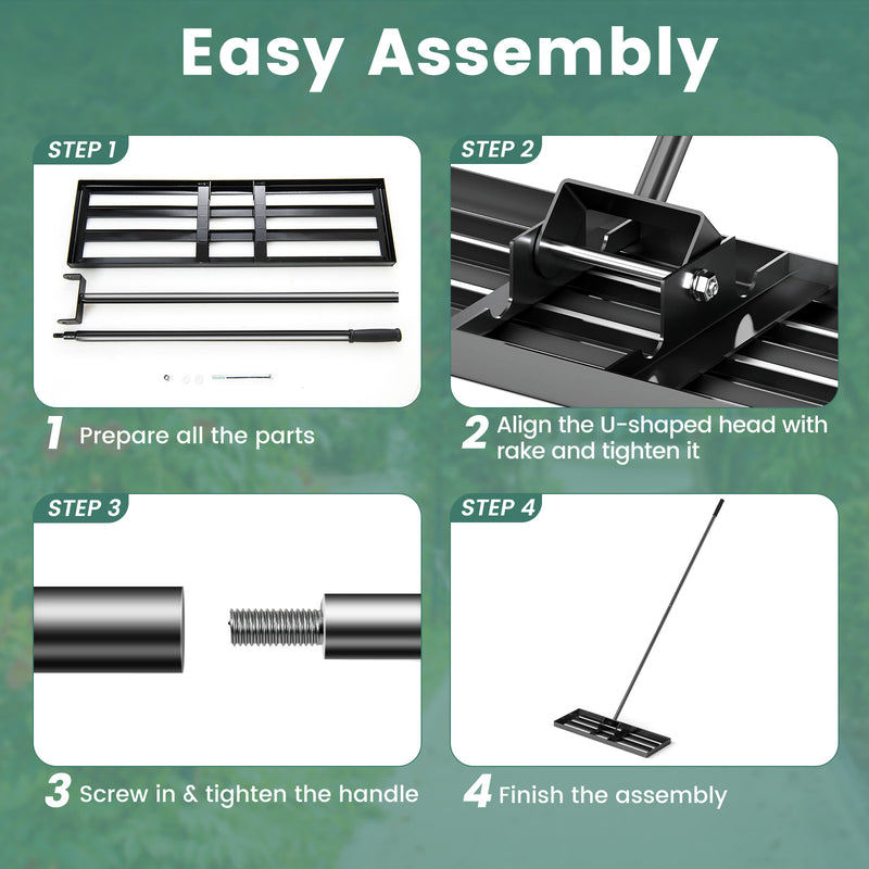 Load image into Gallery viewer, Goplus Lawn Leveling Rake, Heavy Duty Level Lawn Tool w/ Ergonomic Handle for Soil