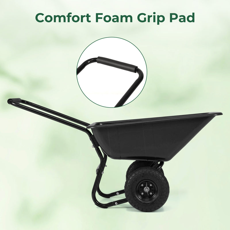 Load image into Gallery viewer, Goplus Dual-Wheel Wheelbarrow, Heavy-Duty Garden Utility Cart w/Pneumatic Tires, 330LBS Capacity