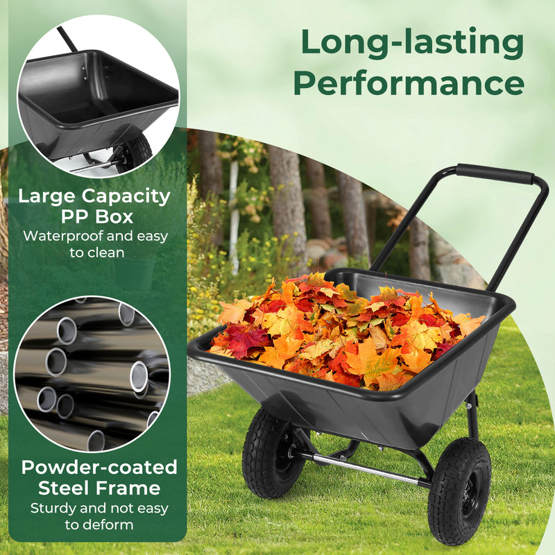 Load image into Gallery viewer, Goplus Dual-Wheel Wheelbarrow, Heavy-Duty Garden Utility Cart w/Pneumatic Tires, 330LBS Capacity