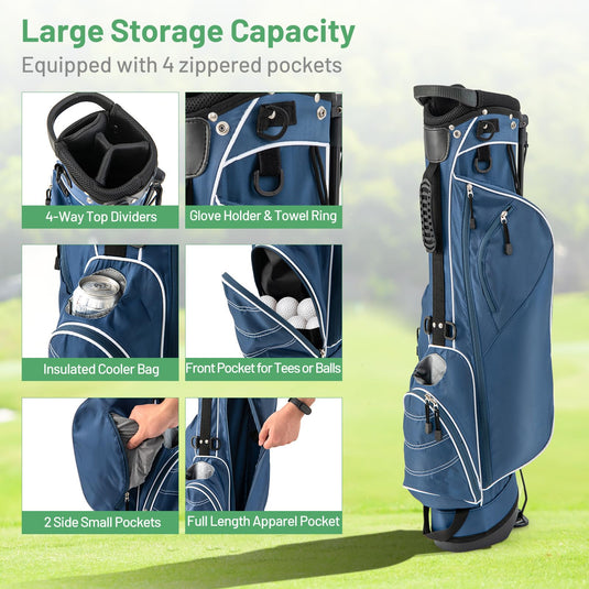 Goplus Golf Stand Bag, Lightweight Golf Club Bag with 4 Way Top Dividers