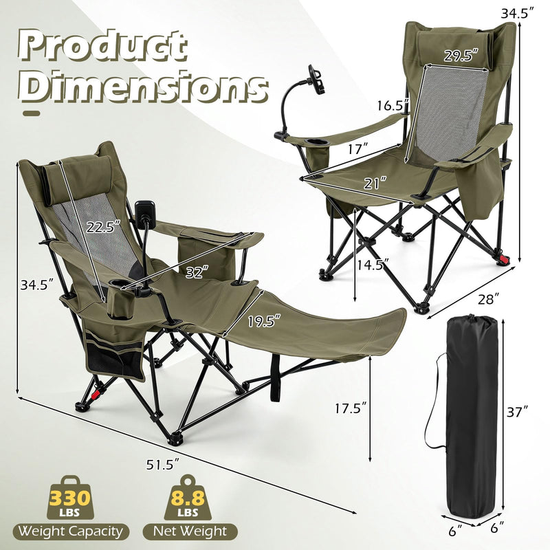 Load image into Gallery viewer, Goplus 2-in-1 Reclining Camping Chair w/Detachable Footrest & 3-Level Adjustable Backrest