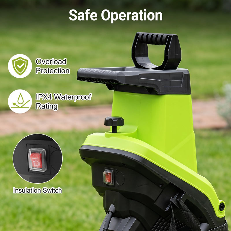 Load image into Gallery viewer, Goplus 15-Amp Electric Wood Chipper Shredder Mulcher w/1.8” Max Cutting Diameter & 50L Collection Bag