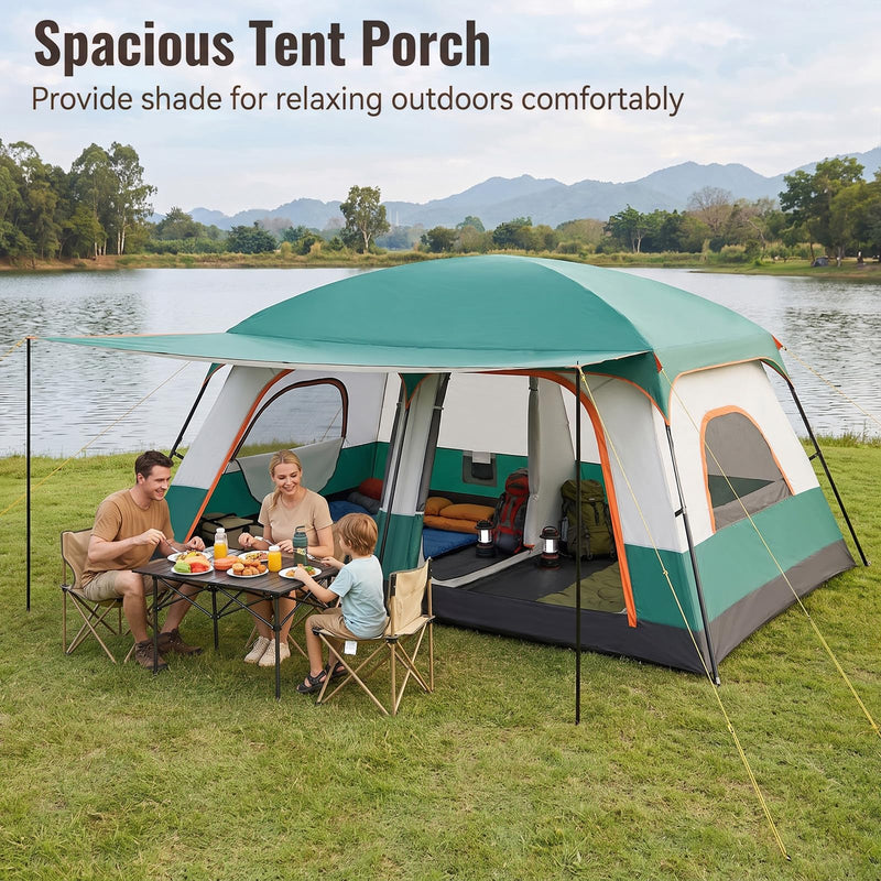 Load image into Gallery viewer, Goplus Camping Tent with Porch & 2 Rooms for Backpacking Hiking & Camping