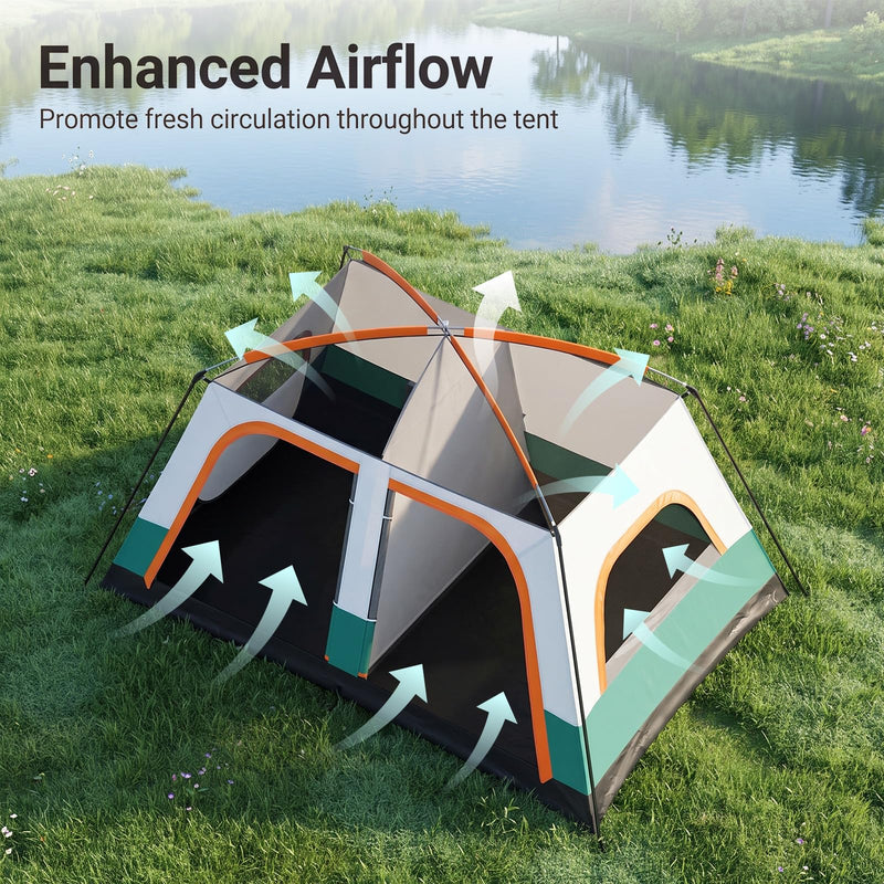 Load image into Gallery viewer, Goplus Camping Tent with Porch & 2 Rooms for Backpacking Hiking & Camping