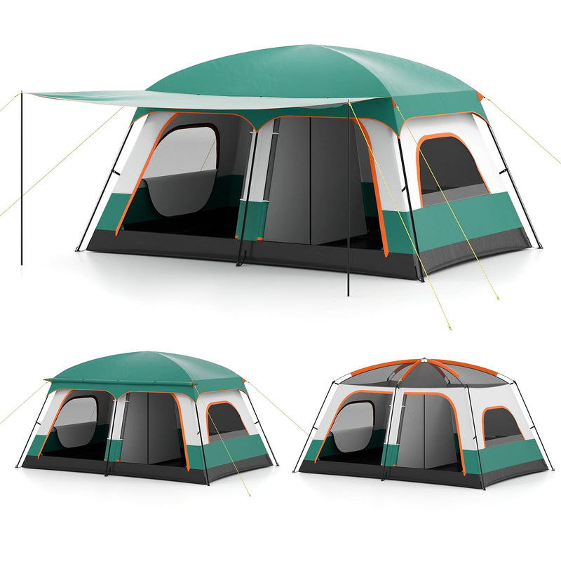 Load image into Gallery viewer, Goplus Camping Tent with Porch & 2 Rooms for Backpacking Hiking & Camping