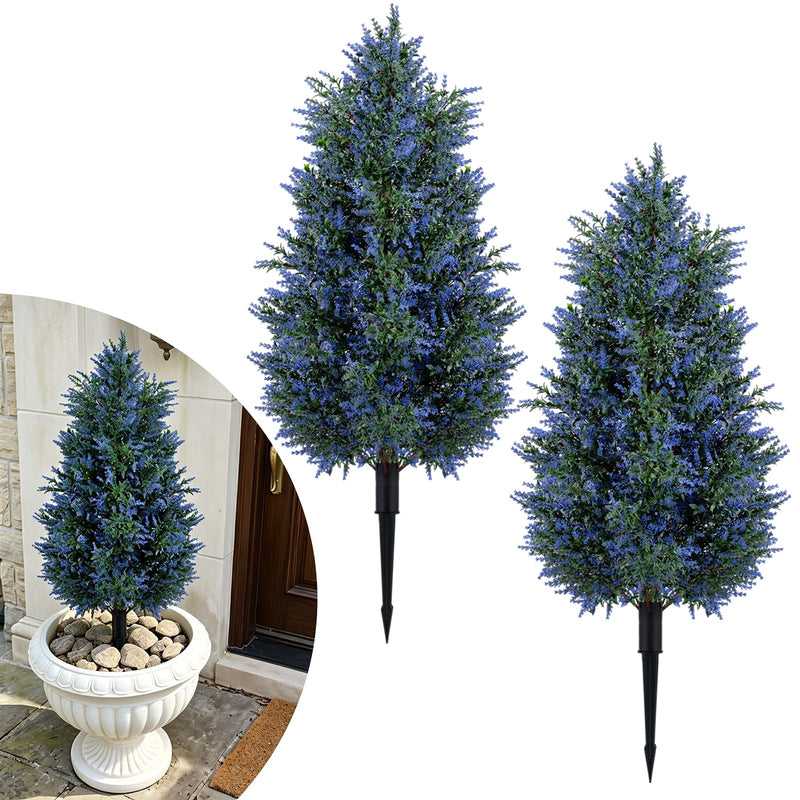 Load image into Gallery viewer, Goplus 2 Pack Artificial Lavender/Cypress Topiary Trees with Ground Spikes