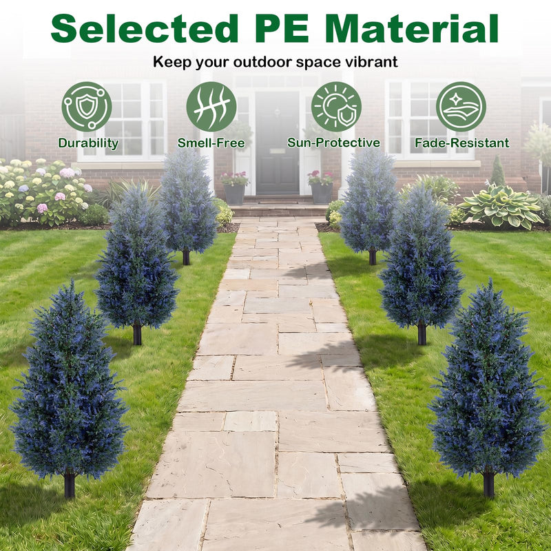 Load image into Gallery viewer, Goplus 2 Pack Artificial Lavender/Cypress Topiary Trees with Ground Spikes