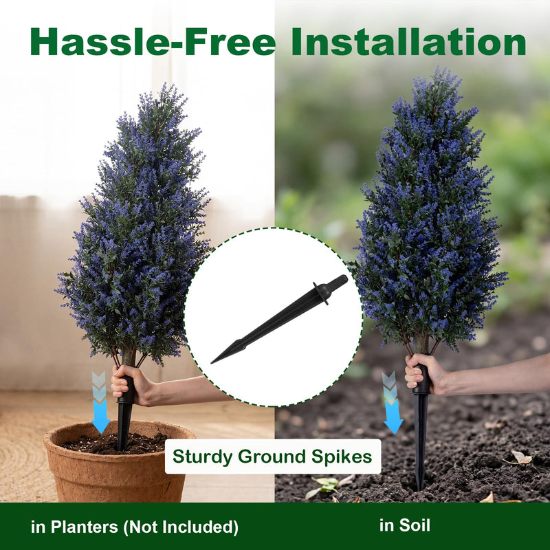 Load image into Gallery viewer, Goplus 2 Pack Artificial Lavender/Cypress Topiary Trees with Ground Spikes