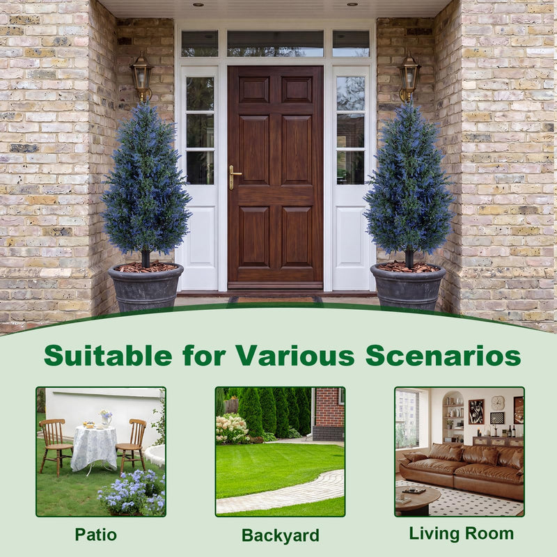 Load image into Gallery viewer, Goplus 2 Pack Artificial Lavender/Cypress Topiary Trees with Ground Spikes
