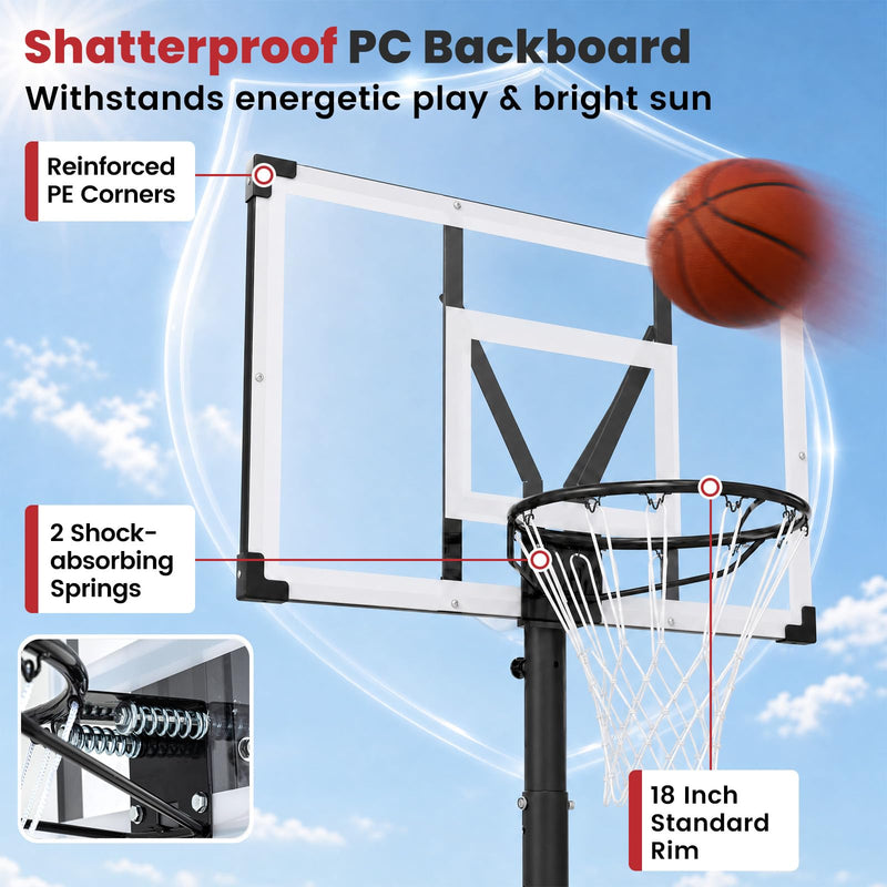 Load image into Gallery viewer, Goplus 10FT Basketball Hoop w/ 44'' Shatterproof PC Backboard for Adults