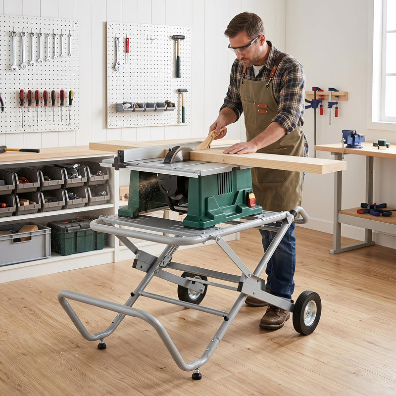 Load image into Gallery viewer, Goplus Portable Table Saw Stand | Rolling Foldable Heavy Duty Metal Base with 8-Inch Rubber Wheels