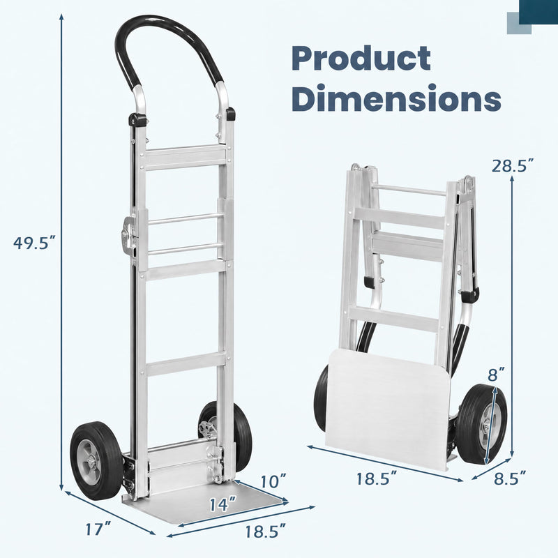 Load image into Gallery viewer, Goplus Heavy-Duty Folding Hand Truck | 600 LBS Aluminum Dolly Cart with Ergonomic Handle & 2 Rubber Wheels