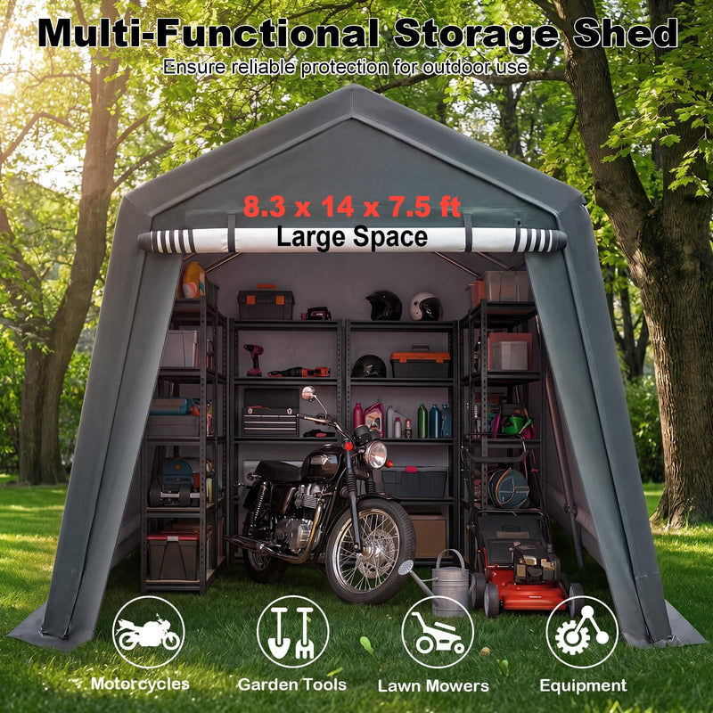 Load image into Gallery viewer, Outdoor Storage Shed | Patio Garage Carport w/ Roll-Up Zipper Door
