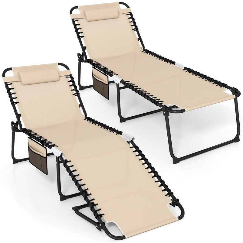 Load image into Gallery viewer, Goplus Extra Large Lounge Chair Outdoor Folding 5-Position Tanning Chair