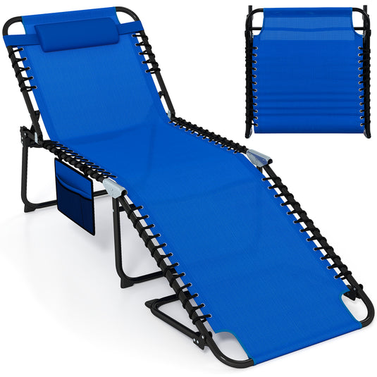 Goplus Extra Large Lounge Chair Outdoor Folding 5-Position Tanning Chair