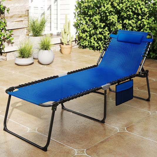Goplus Extra Large Lounge Chair Outdoor Folding 5-Position Tanning Chair