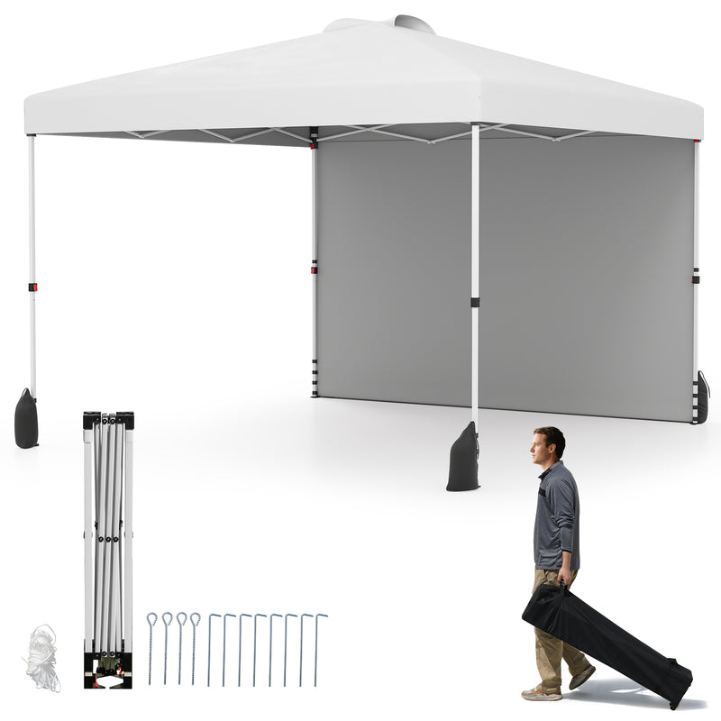 Load image into Gallery viewer, Goplus 10 x 10 Pop Up Canopy with 1 Sidewall and Wheeled Bag