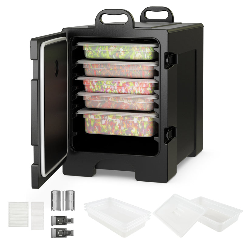 Load image into Gallery viewer, Goplus Insulated Food Pan Carrier, 82 Qt LLDPE Hot Box w/5 Full-Size Food Pans, Double Buckles