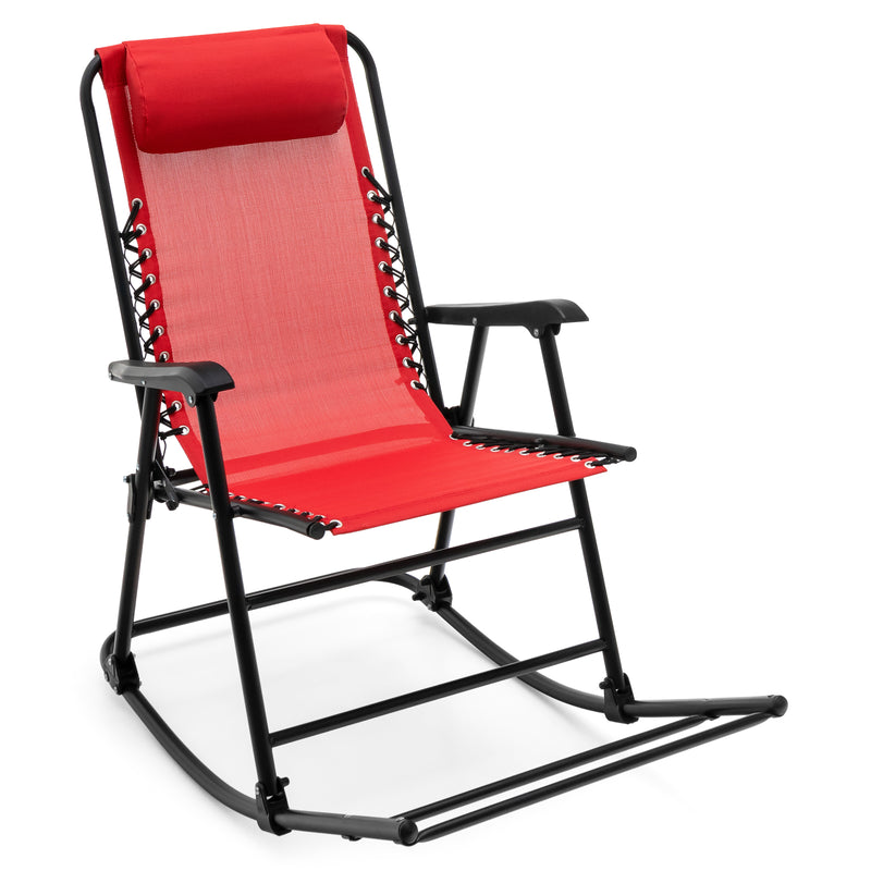 Load image into Gallery viewer, Folding Rocking Chair Recliner Headrest Patio Pool Yard Outdoor