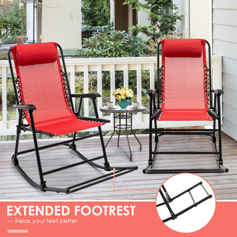 Load image into Gallery viewer, Folding Rocking Chair Recliner Headrest Patio Pool Yard Outdoor