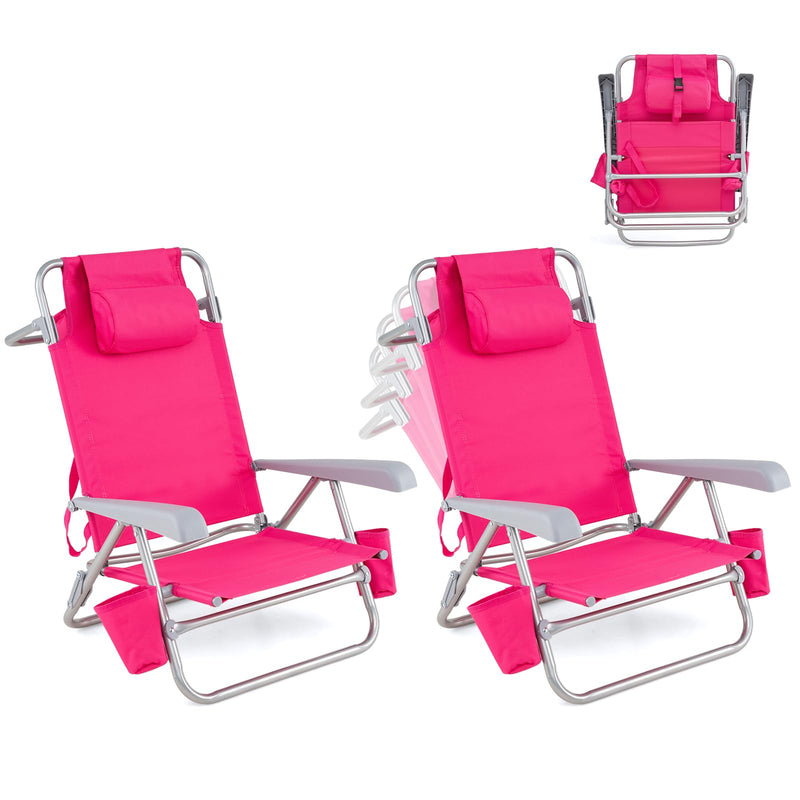 Load image into Gallery viewer, Goplus 2 Pack Beach Chair for Adults | Lightweight Folding Beach Chair with 7-Position Backrest